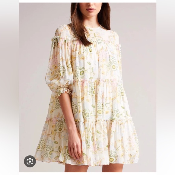 NWT Ted Baker London Bellona White Tiered Trapeze Mini Dress. $395 - Picture 13 of 13